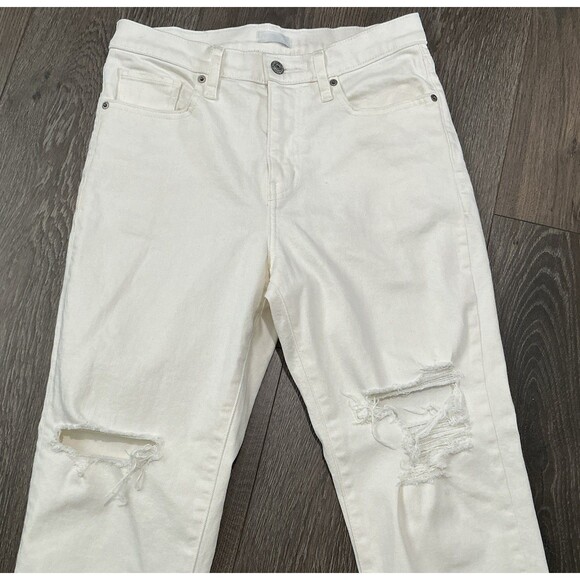 NEW Uniqlo Ivory Cream Jeans Distressed Women’s Size 30x27 - Picture 2 of 5